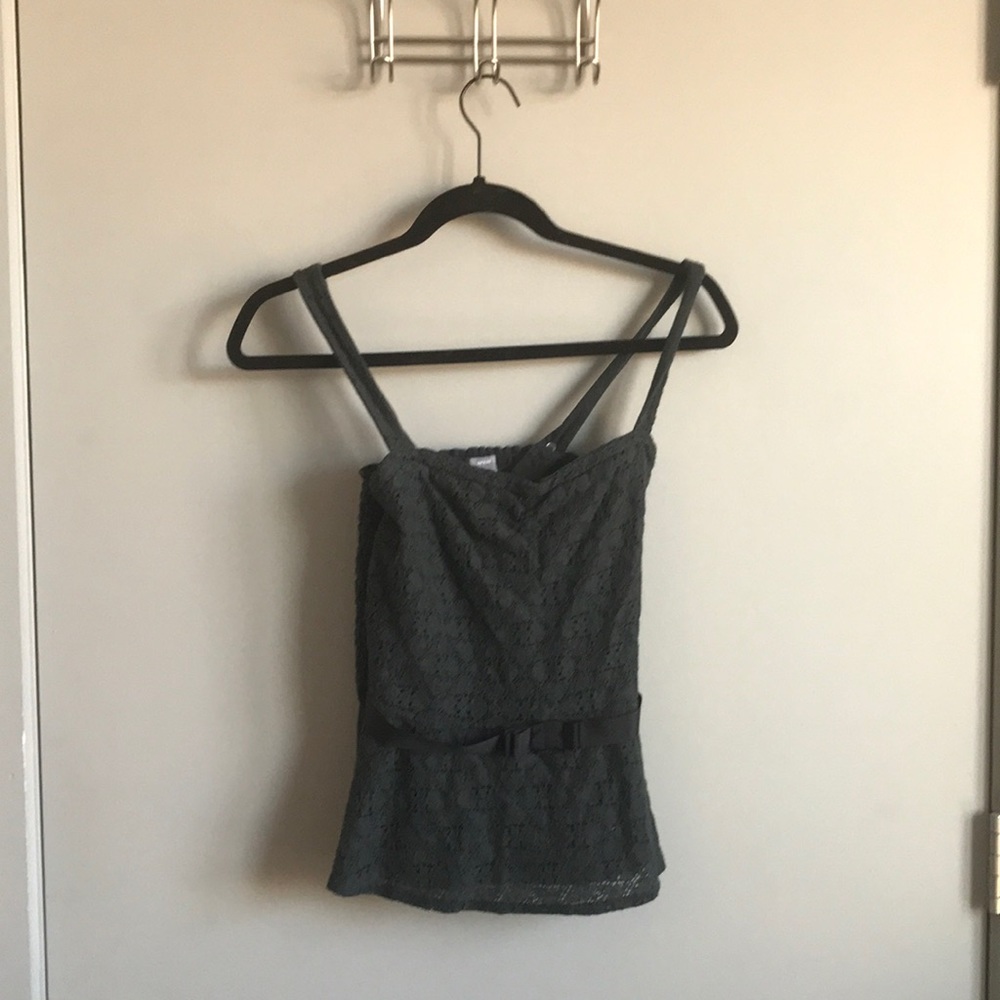 Aerie Forest Green Peplum Lace Tank Top (S)